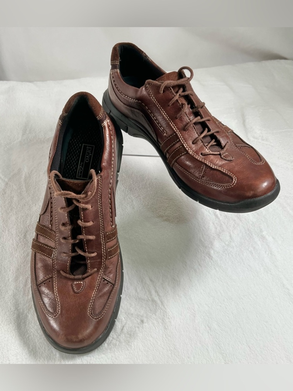Clark's Privo Brown Leather Suede Lace Up Casual  Mens Shoes Size US 11.5 M
